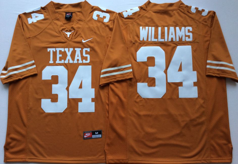 NCAA Men Texas Longhorns YELLOW #34 WILLIAMS->ncaa teams->NCAA Jersey